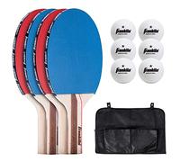 Franklin Sports 57304 Ensemble de Raquettes et de Balles de Tennis de Table pour 4 Joueurs, Bleu/Rouge