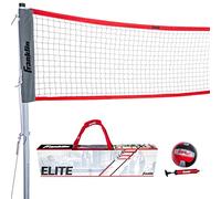 Franklin Sports Elite Volleyball Filet de Volleyball avec Pompe, poteaux/Filet, piquets, Cordes, kit de délimitation - Volleyball de Plage ou de Jardin - Installation Facile