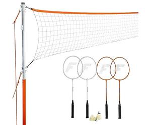 Franklin Sports Ensemble de Filet de Badminton - Jardin extérieur + Filet de Badminton de Plage + équipement - (4) Raquettes + (2) Oiseaux + Filet Portable Inclus - Ensemble Adultes et Enfants