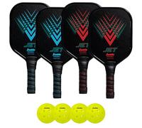 Franklin Sports - Ensemble de Raquettes et balles de Pickleball en Aluminium pour 4 Joueurs - Approuvé par Les USA Pickleball (USAPA), Rouge/Bleu