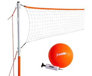 Franklin Sports Ensemble de Volleyball, Comprend 1 Filet avec piquets, Balle et Pompe avec Aiguille, démarreur, Orange