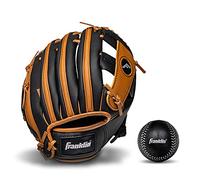 Franklin Sports Fra-4809tbs RTP Baseball Balle - Ensemble de Gants pour garçons et Filles - Enfants + Tout-Petits - Main Droite - 24,1 cm - Marron Clair Unisexe-Jeunesse, Noir/Camel, 24,1 cm