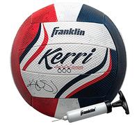 Franklin Sports Kerri Walsh USA Ballon de volleyball de plage avec housse souple Taille officielle + volleyball extérieur Rouge/blanc/bleu Volleyball Pompe + aiguille