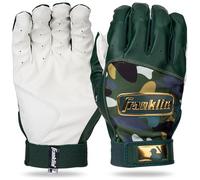 Franklin Sports MLB Batting Gloves - Digitek Camo Baseball + Softball Batting Gloves - Chaussures de Baseball en Cuir de qualité supérieure - Adulte + Paire de Jeunes - Vert forêt + Camouflage doré
