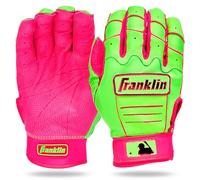 Franklin Sports MLB Gants de frappeur de baseball - CFX Pro Paire de gants de frappeur pour adultes et jeunes - Équipement de baseball + softball - Cuir de qualité professionnelle - Rose/vert pomme