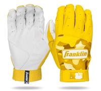 Franklin Sports MLB Gants de frappeur - Digitek Camo Baseball + Gants de Batteur Softball - Équipement de Baseball en Cuir de qualité supérieure - Paire Adulte + Jeune - Blanc + Jaune - Taille L
