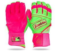 Franklin Sports MLB Infinite Powerstrap Gants de Batteur de Baseball résistants avec Poignets Longs et Cuir résistant Rose/Vert Pomme Taille L pour Adulte