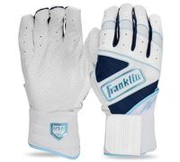 Franklin Sports USA - Infinite Powerstrap Gants de frappe Fastpitch + Softball pour femme - Durable Full Wrap Cage Training - Poignet renforcé - Femme M - Blanc + Bleu Caroline + Marine
