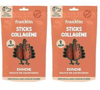 FRANKLIN - Stick Collagène Chien - Bâtonnet Dinde et Beurre de Cacahuète - Soutien Mobilité et Articulation - Mastication Longue Durée - 80 g (Lot de 2)