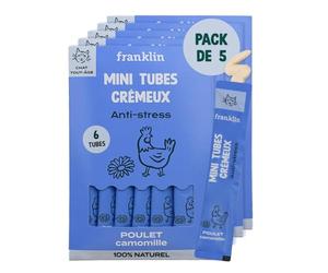 FRANKLIN - Tube Crémeux Chat - Creamy Snack Poulet - 30 Tubes x 15g | Ingrédients 100% Naturels - Texture Crémeuse et Onctueuse - Ultra Hydratant - Faible en Calories - Anti-Stress