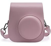 Frankmate Caméra Housse Compatible avec Appareil Photo Instantanés Instax Mini 11, Pochette Appareil Photo Sacoche Rangement Protection Cuir PU Lisse avec Bandoulière et Poche (Rose)