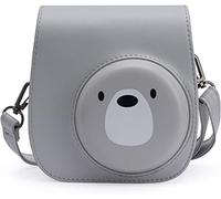 Frankmate Caméra Housse Compatible Fujifilm Instax Mini 11 Appareil Photo Instantané - Sac de Caméra en Cuir Voyage Caméra Case Sac avec bandoulière Amovible (Ours Mignon)