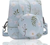 Frankmate Caméra Housse Compatible Fujifilm Instax Mini 12 11 Appareil Photo Instantané - Sac de Caméra en Cuir Voyage Caméra Case Sac avec bandoulière Amovible (chrysanthème)