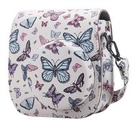 Frankmate Étui de protection compatible avec appareil photo instantané Fujifilm Instax Mini 12 11 9 8 avec poche et sangle réglable (grand petit papillon)