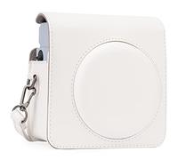 Frankmate Étui de protection en cuir synthétique avec bandoulière réglable pour appareil photo Fujifilm Instax Square SQ1 Blanc