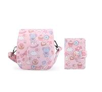 Frankmate Étui pour appareil photo instantané compatible avec Fujifilm Instax Mini 12/11/9/8/8+, en cuir PU, avec 28 poches, album photo et bandoulière réglable, Lapin en toile, Étui pour appareil