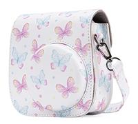 Frankmate Housse pour Fujifilm Instax Mini 11/9/8/8 + Appareil Photo Instantané - Sac de Caméra en Cuir Voyage Caméra Cover Case Sac avec bandoulière Amovible (Papillon)