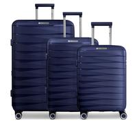 Franky London 4 roulettes Set de valises 3 pièces avec soufflet d'extension bleu