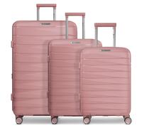 Franky London 4 roulettes Set de valises 3 pièces avec soufflet d'extension rose