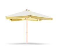 FRANKYSTAR IRUY Parasol de jardin 3 x 3 mètres carrés avec poteau central de Ø 48 mm en bois naturel et toile en polyester avec bordure de 50 mm. 300 x 300 x 260 cm, marron clair, 300x300 cm