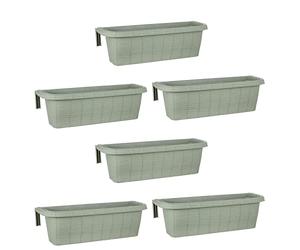 FRANKYSTAR Rondine 60 - lot de 6 balconières tressées de 60 cm avec accouplements réglables et réserve d'eau (Sauge)