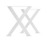 FRANKYSTAR X-SHAPED Lot de 2 pieds pour table en acier pulvérisé blanc avec forme en X Hauteur au sol 71 cm