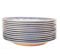 FranquiHOgar Lot de 12 assiettes en porcelaine blanche et bleue décorées de paysages anglais Ø 20 cm