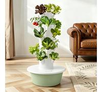 FRANREADER Économique Tour hydroponique Verticale 0,28m², 30L cuve renouvellement Eau 1x/Mois, Pompe silencieuse Auto, Chou Kale Menthe pothos, terrasse Ferme école Cadeau mère 5Layers