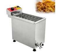 FRANREADER Friteuse Électrique à Huile Haute Performance 3000W avec Chauffage Rapide, Machine à Hot Dog en Acier Inoxydable, Indispensable pour Stands de Rue & Friture de Poulet.