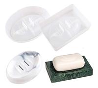 Fransande 2 PièCes SéRies Silicone Porte-Savon RéSine Moule Ovale/Carré Drain Boote à Savon RéSine éPoxy Moulage Moule Maison Organisateur