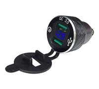 Fransande Chargeur USB USB 3.0 en alliage d'aluminium pour moto Allume Cigare Voltmètre Qc3.0 Prise DIN vers USB