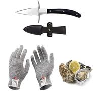 Fransande-Coffret couteau à huîtres et gant anti-coupures, tire-bouchon à huîtres inox avec gants, classe de protection 5 (L), pour coquillages ou fromages à pâte dure