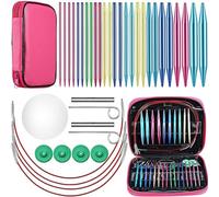Fransande-Lot de 26 aiguilles à tricoter circulaires interchangeables en, 13 tailles d'aiguilles à crochet interchangeables pour tricot