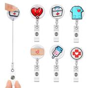 Fransande-Lot de 6 porte-badges d'infirmière rétractables avec clip pour infirmières, médecins, étudiants médicaux, cadeaux de travail