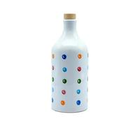 Frantoio Muraglia, Poterie en céramique Pois avec huile d'olive vierge extra 500ml, essence fruitée moyenne, fait et décoré à la main par nos artisans des Pouilles