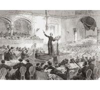 Franz Liszt dirigeant la performance de son nouvel oratorio La légende de Sainte Elizabeth à Pest Hongrie en 1865. Franz Liszt 1811 - 1886. Compositeur hongrois virtuose pianiste chef d'orchestre
