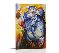 Franz Marc The Large Blue Horses Poster Peinture décorative sur toile est lumineuse et belle, adaptée pour le bureau, la chambre à coucher, la peinture décorative pour créer la bonne atmosphère, style