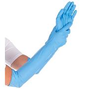 FRANZ MENSCH Hygostar Extra Safe Superlongs Gants en nitrile non poudrés Bleu 8/M L 50 cm