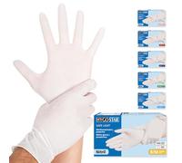 Franz Mensch Hygostar Safe Light Lot de 100 gants jetables en nitrile non poudrés Blanc 8/M 24 cm Tailles XS, S, M, L, XL et XXL
