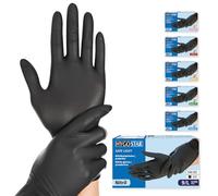 Franz Mensch Hygostar Safe Light Lot de 100 gants jetables en nitrile non poudrés Noir 9/L 24 cm Tailles XS, S, M, L, XL et XXL
