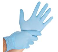 FRANZ MENSCH Hygostar Safe Virus Lot de 1000 gants d'examen, en nitrile, bleu, 8/M, L : 24 cm, carton, gants d'examen, gants jetables, gants en nitrile