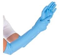 FRANZ MENSCH Lot de 50 gants en nitrile, taille M, bleu, 50 cm, extra longs