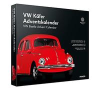 FRANZIS 55255 - Calendrier de l'Avent VW Coccinelle rouge, en métal à l'échelle 1:43, avec module sonore et livre d'accompagnement de 52 pages
