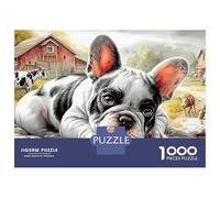 Französischer Bulldogge on Farm 1000 Stück Premium Jigsaw Puzzle Set Für Erwachsene Und Kinder,süße Haustiere,Stress Relief Gehirn Training Spaß Gegenwart Aktivität Home Decor 38x26cm/1000pcs