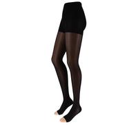 Franzoni Collants de Compression Graduée pour Femmes 140 Denier Relief Tights, Collants Paramédicaux, Open Toe - Fabriqué en Italie (4, Noir)