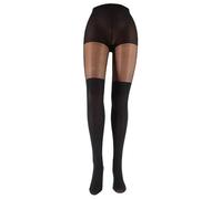 Franzoni Collants écrasants 80 deniers, collants femme chaussettes effet parisien velato couvrant, collants mode élastique, collants tendance - Made in Italy, Noir X1 Paire, XS/S