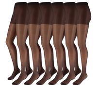 Franzoni Collants pour femme Plus 20 deniers voilés avec corsage respirant pointe renforcée, 1 paire - Fabriqué en Italie, 6 paires noires, S/M