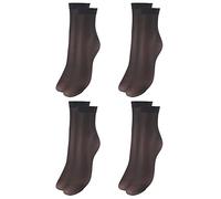 Franzoni Lot de 4 paires de chaussettes pour femme 20 deniers, pour femme, voile transparent, chaussettes courtes, bout nu, fabriquées en Italie, Noir , Taille unique