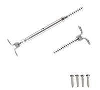 FRAOMHFW Ensemble de raccords de Corde de Garde-Corps de 1/8 à 3/16 Pouces, Garde-Corps en Fil d'acier Inoxydable réglable, tendeur de Tension de Balcon, vis à Bascule en Bois(for 4mm Cable)