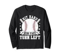 Frappez fort, courez rapidement, tournez à gauche, baseball Manche Longue